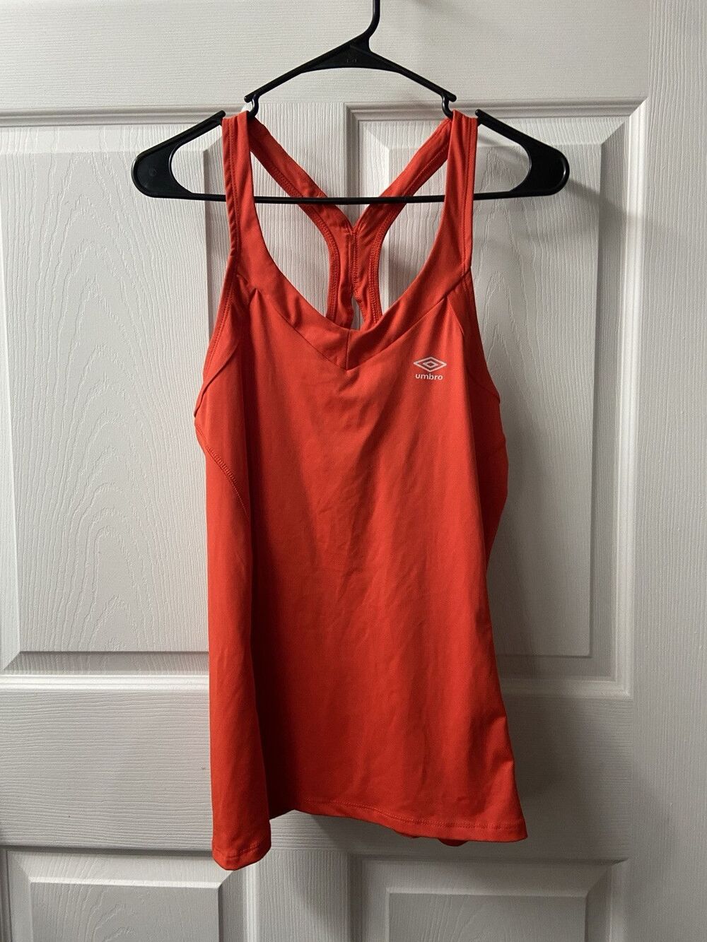 Umbro Exercise Top Womens Large Red Stretchy Strappy Racerback Athletic